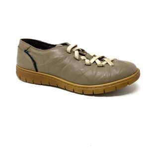 Spring Step Carhopper Taupe Textured Leather Shoes Comfort Slip On Lug Sole